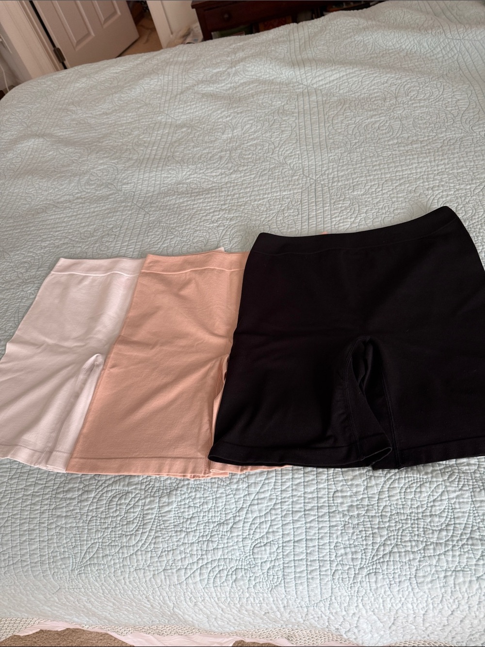 Breezies Long Leg Panties Trio in Black, Blush, and White